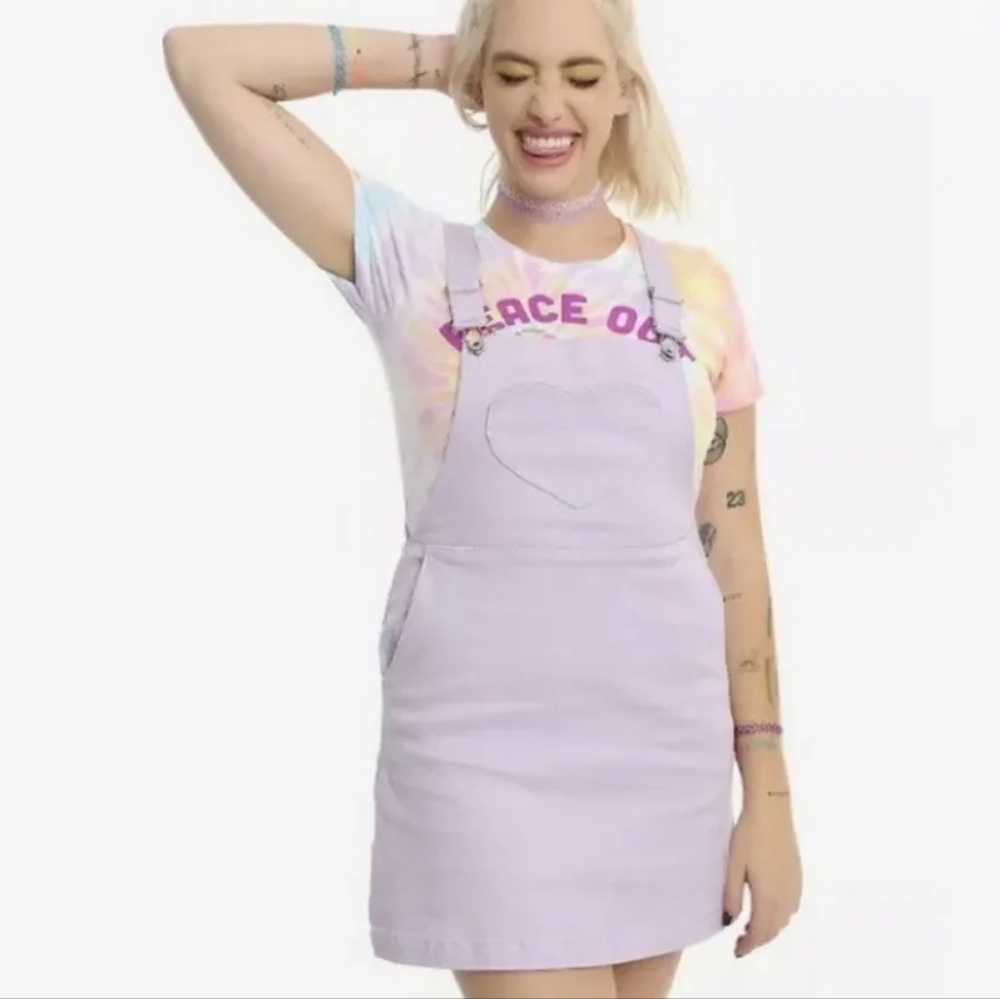 Blackheart - Overall Dress in lavender stretch denim - Size M